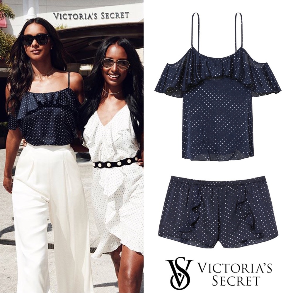 Victoria’s Secret satin dots top and shorts set